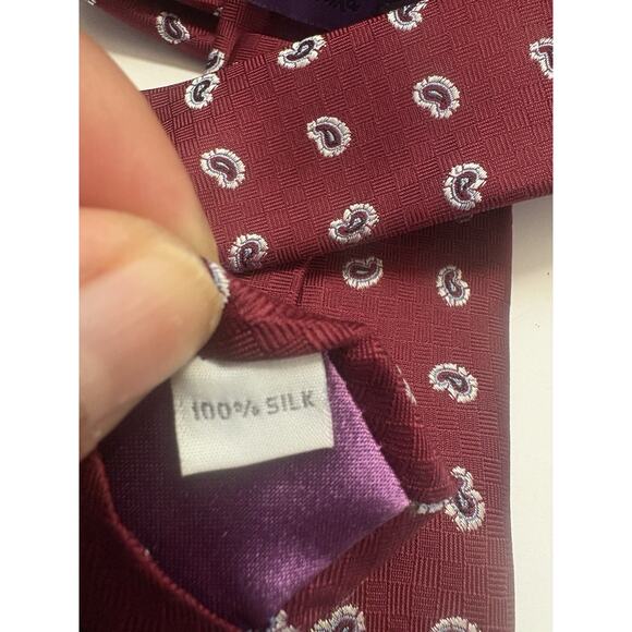 Burma Bibes Red Paisley Tie Necktie 100% Silk 57” - Picture 4 of 6